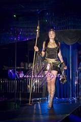Roman goddess costume at the halloween fashion show.