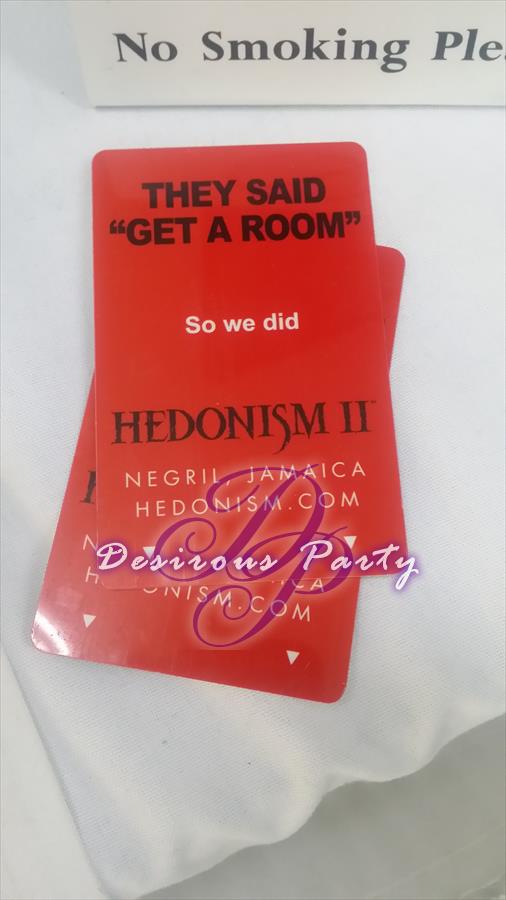 Your room keys at Hedonism II. 