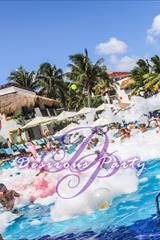 Daytime foam pool party at dirty vibes music fest in Mexico.