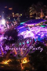 Overhead view of the night time foam pool party at Desire Pearl for dirty vibes music fest. 