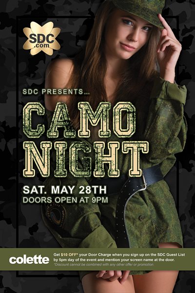 Sat, May 28, 2022 SDC Camo Night at colette Houston Members NightClub Houston Texas