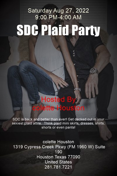 Sat, Aug 27, 2022 SDC Plaid Party at colette Houston Members NightClub Houston Texas