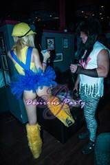 A lovely minion and a 80's rocker at the halloween party. 