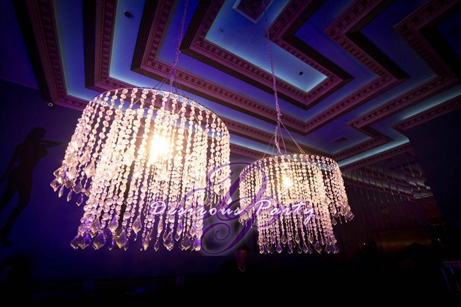 Chandeliers and upscale drop lighting fixtures hand everywhere at the new Ultra Lounge at the Ritz. 