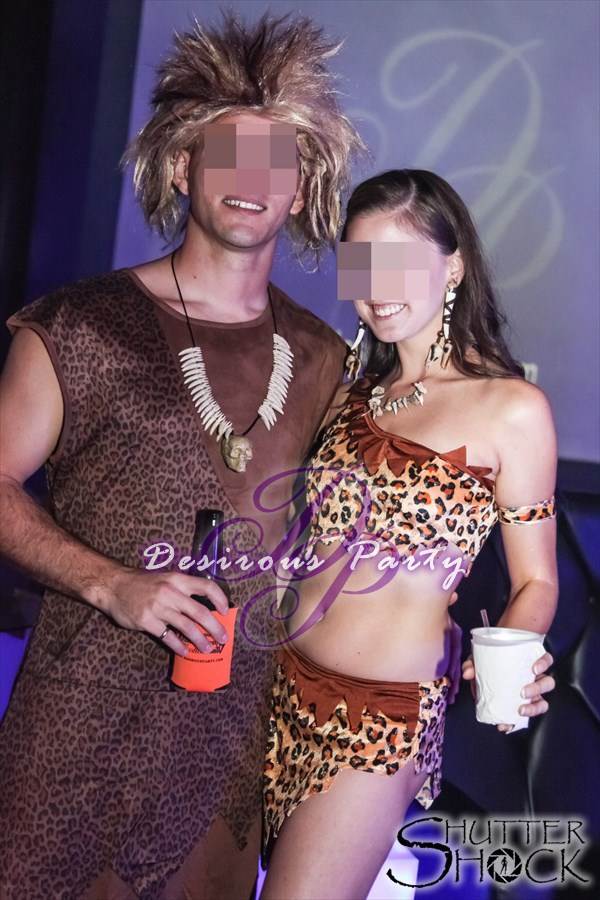 Cave man couple at this years halloween party in houston.