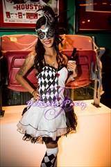 Sexy female joker at the Halloween Erotica Ball in Houston. 