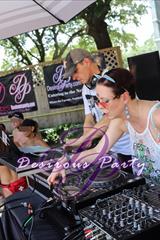 Dj's Lizzie Curious and dropcap behind the sound at Purgatory 2019 pool party. 